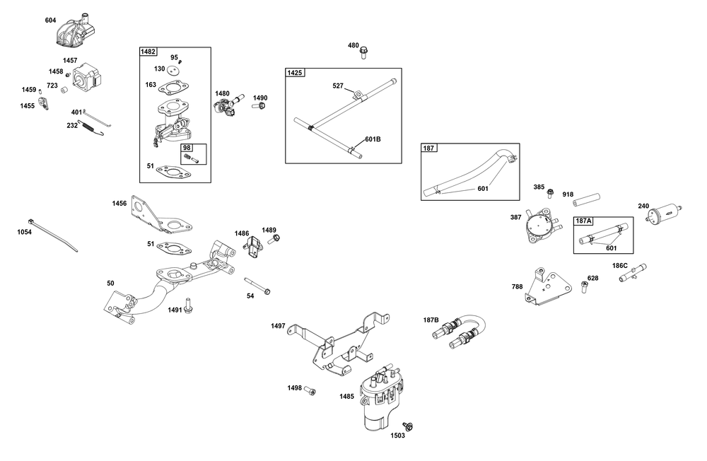 Throttle Body And Fuel Supply Group Diagram and Parts List for 38E347-0108-G1 200000 - 399999 Briggs and Stratton Engine